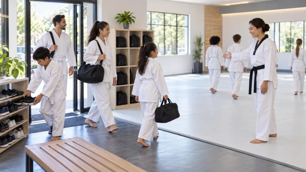 Tae Kwon Do Dojang Entry: Shoes, Bags, and Floor Care