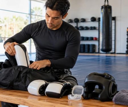 Protective Gear Packing: Pads, Mouthguard, and Clean Bag
